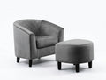 Cambia Tub Chair with Ottoman Velvet - Dark Grey
