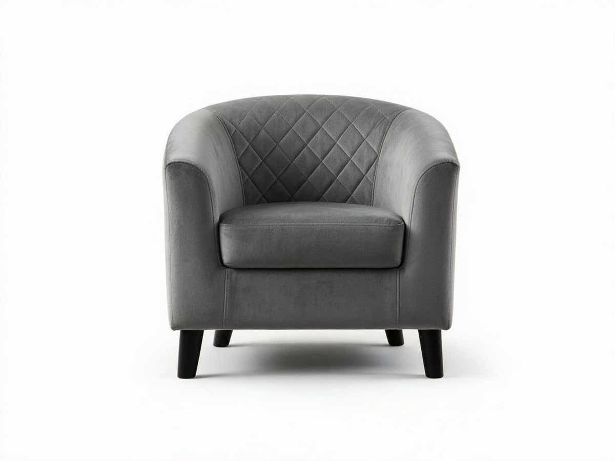 Cambia Tub Chair with Ottoman Velvet - Dark Grey