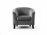 Cambia Tub Chair with Ottoman Velvet - Dark Grey
