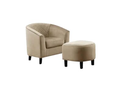 DS Cambia Tub Chair with Ottoman Velvet - Light Brown
