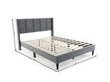 Neron Velvet Bed Frame Charcoal & Bon15 Mattress - Double
