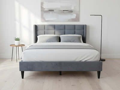 DS Neron Velvet Bed Frame Charcoal - Double