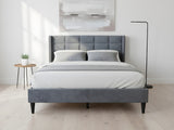 Neron Velvet Bed Frame Charcoal & Bon15 Mattress - Double
