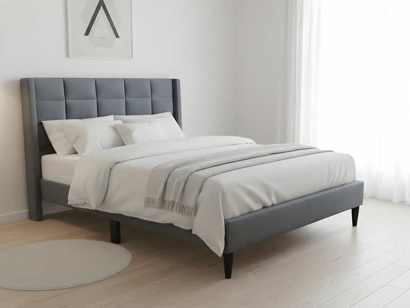 Neron Velvet Bed Frame Charcoal & Bon15 Mattress - Double