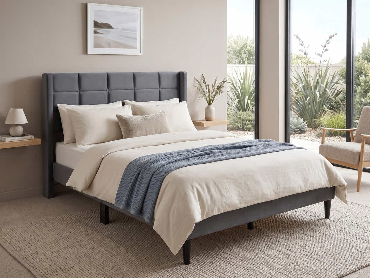 Neron Velvet Bed Frame Charcoal - Double