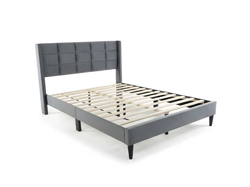 Neron Velvet Bed Frame Charcoal & Bon15 Mattress - Double
