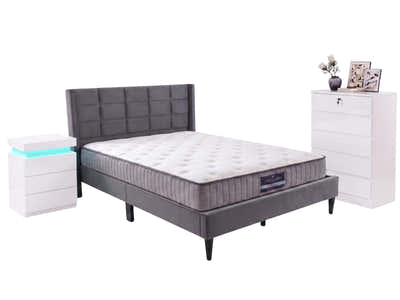 Elegant Guest Room Combo - Bed, Mattress, Bedside & Tallboy