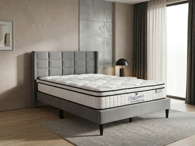 Neron Velvet Bed Frame Charcoal & Boucle22 Mattress - Double