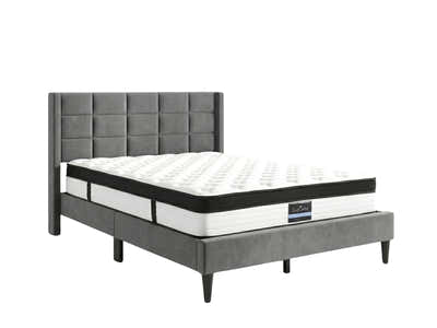 Neron Velvet Bed Frame Charcoal & G31 Mattress - Double