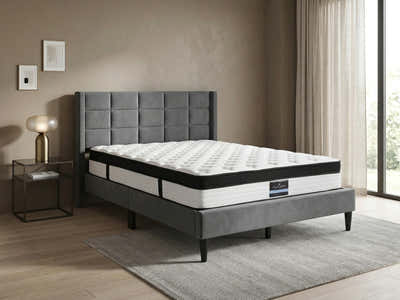 Neron Velvet Bed Frame Charcoal & G31 Mattress - Double