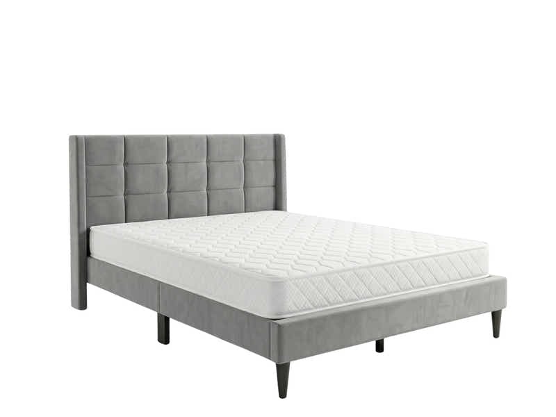 Neron Velvet Bed Frame Charcoal & Bon15 Mattress - Double
