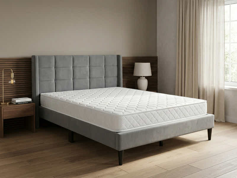 Neron Velvet Bed Frame Charcoal & Bon15 Mattress - Double