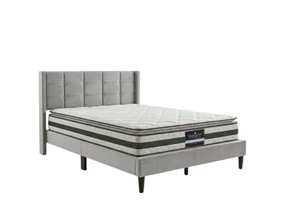 Neron Velvet Bed Frame Charcoal & Bon21 Mattress - Double