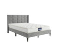 Neron Velvet Bed Frame Charcoal & PIL20 Mattress with Pillows - Double