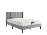 Neron Velvet Bed Frame Charcoal & PIL20 Mattress with Pillows - Double