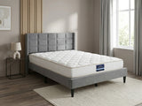 Neron Velvet Bed Frame Charcoal & PIL20 Mattress with Pillows - Double