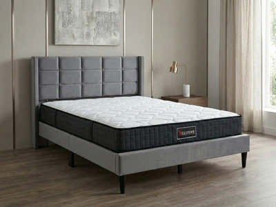 Neron Velvet Bed Frame Charcoal & Xclusive X20 Mattress - Double