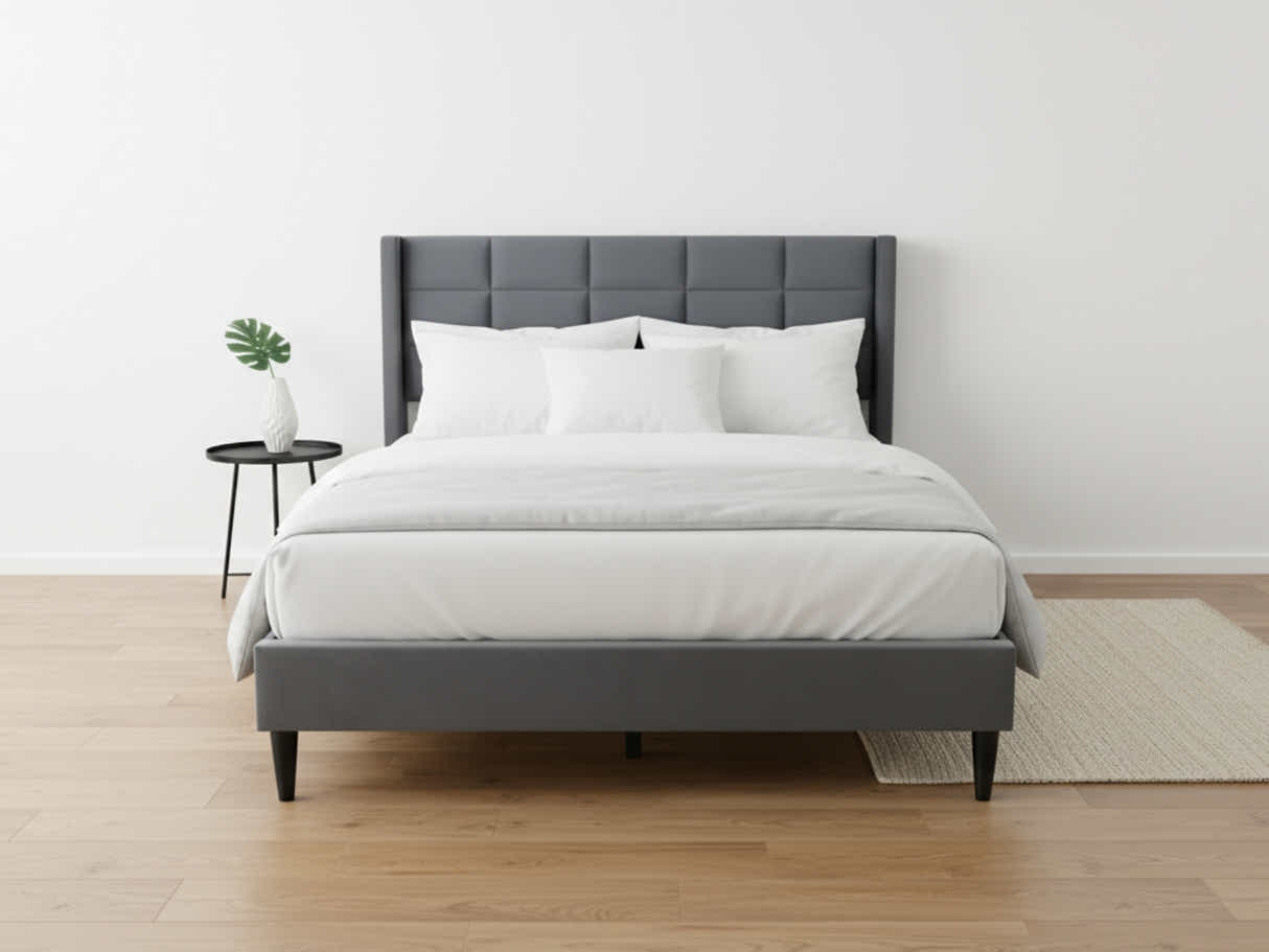 Neron Velvet Bed Frame Charcoal - Queen