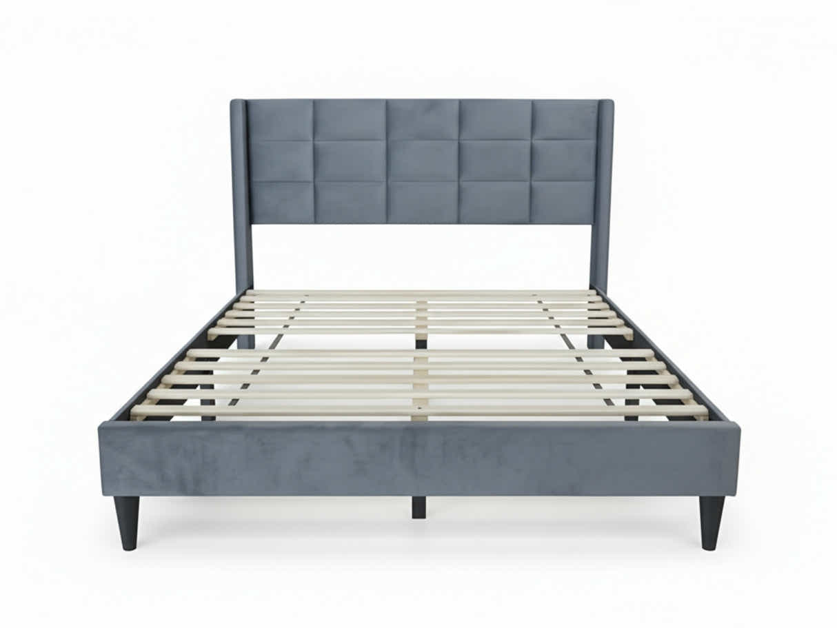 Neron Velvet Bed Frame Charcoal - Queen