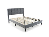Neron Velvet Bed Frame Charcoal & GEL30 Mattress - Queen