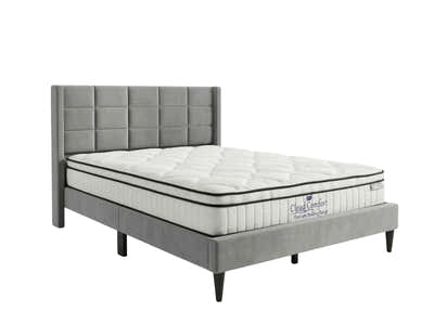 Neron Velvet Bed Frame Charcoal & Boucle22 Mattress - Queen