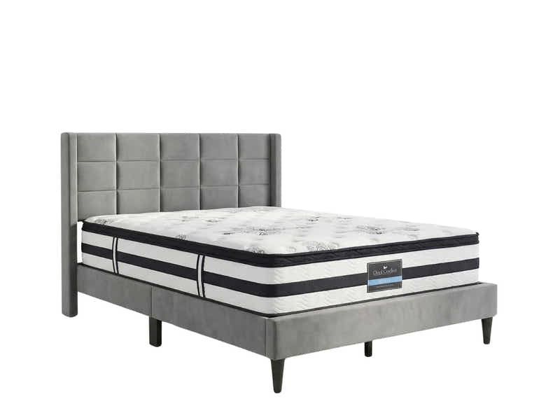 Neron Velvet Bed Frame Charcoal & K34 Mattress - Queen