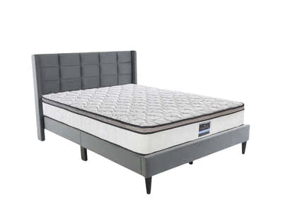 Neron Velvet Bed Frame Charcoal & GEL30 Mattress - Queen