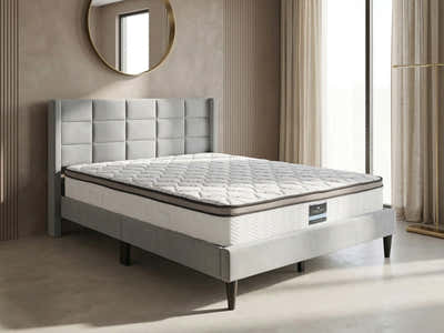 Neron Velvet Bed Frame Charcoal & GEL30 Mattress - Queen