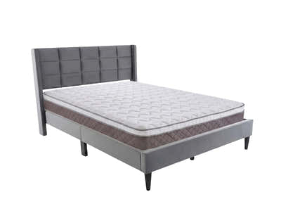 Neron Velvet Bed Frame Charcoal & MEM23 Mattress - Queen