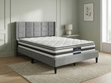 Neron Velvet Bed Frame Charcoal & Bon21 Mattress - Queen