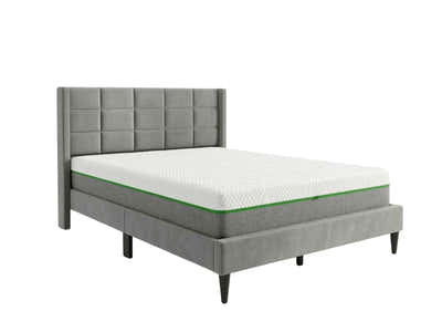 Neron Velvet Bed Frame Charcoal & 3 Way Mattress - Queen