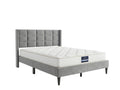 Neron Velvet Bed Frame Charcoal & PIL20 Mattress with Pillows - Queen