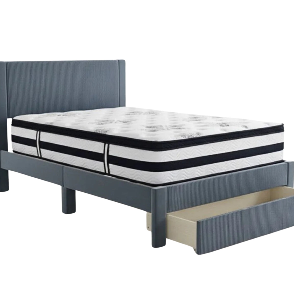 Rae Bed Frame With Drawer & Euro Top Mattress K34 - Double –Affordable ...