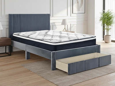 Rae Bed Frame With Drawer & Euro Top Mattress J32 - Double
