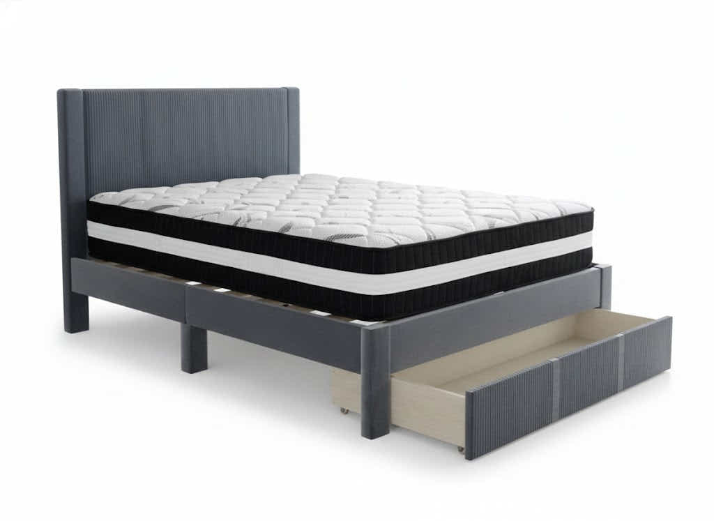 Rae Bed Frame With Drawer & Euro Top Mattress L30 - Double
