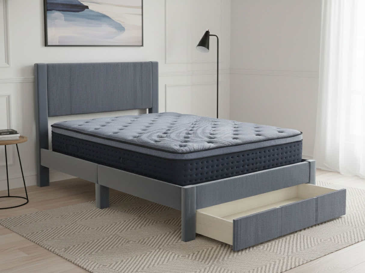 Rae Bed Frame With Drawer & Euro Top Mattress B34 - Double