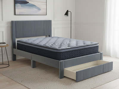 Rae Bed Frame With Drawer & Euro Top Mattress B34 - Double