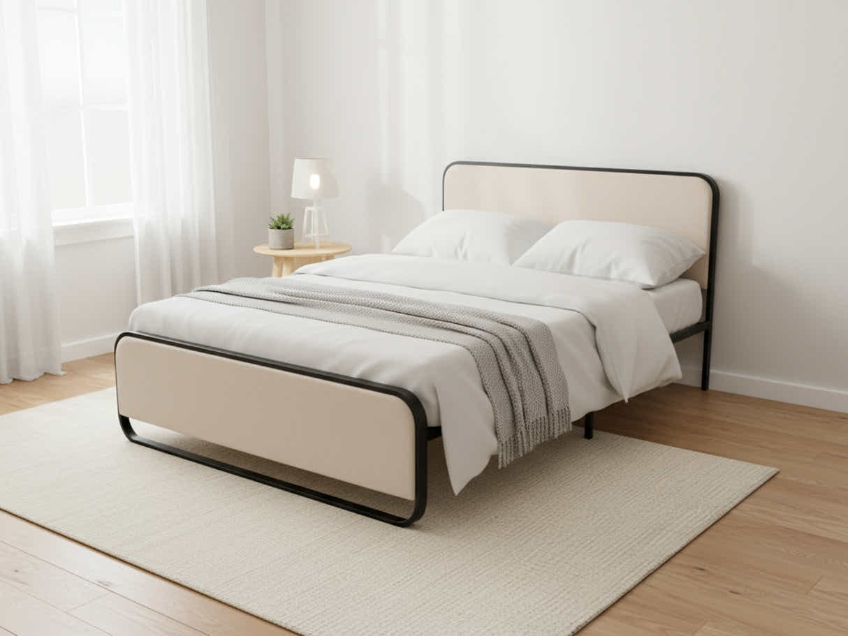 DS Haisla Velvet Bed Frame Cream - Queen