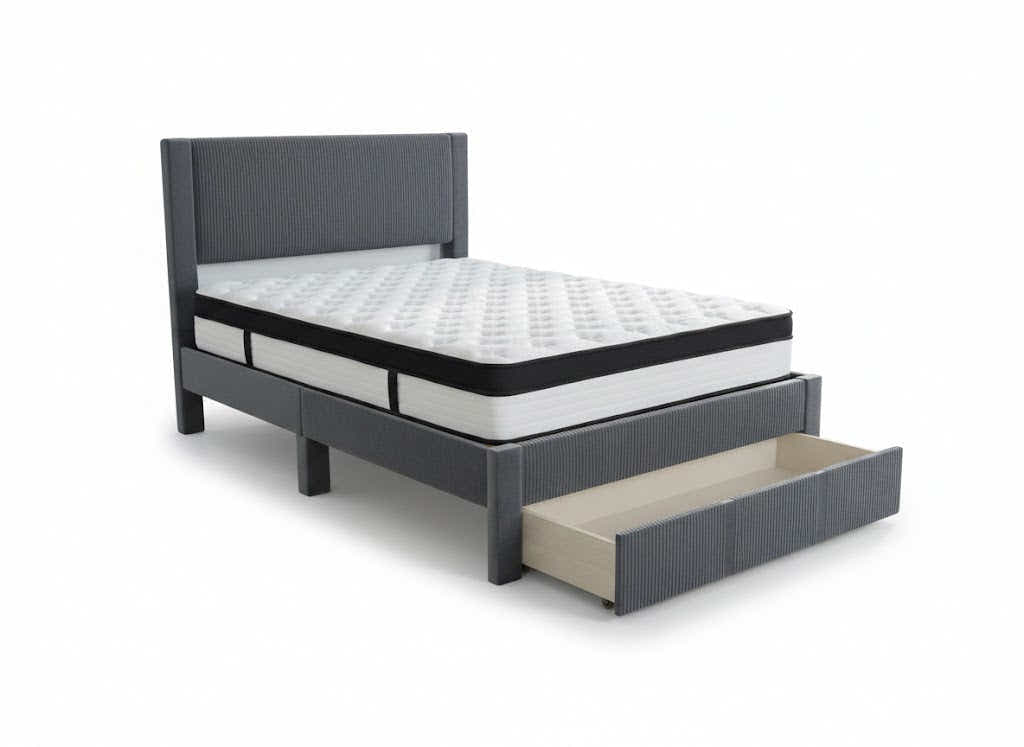 Rae Bed Frame With Drawer & Euro Top Mattress G31 - Queen