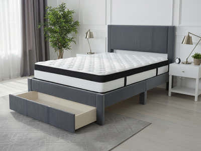 Rae Bed Frame With Drawer & Euro Top Mattress G31 - Queen (Combo)