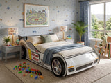 Extreme Racing Car Bed White - Single
