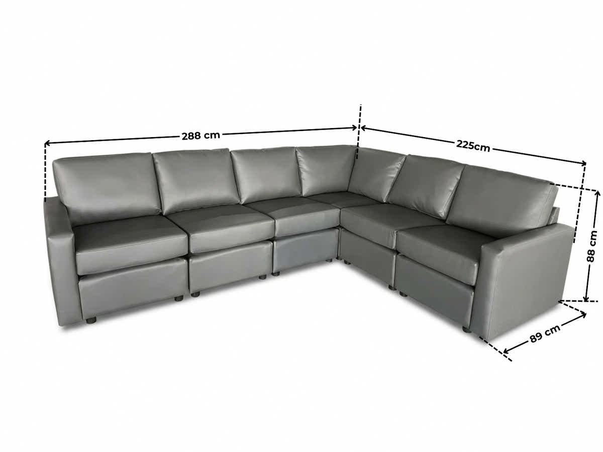 Sonya 6 Seater Modular Sofa PU - Grey