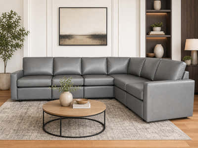 Sonya 6 Seater Modular Sofa PU - Grey