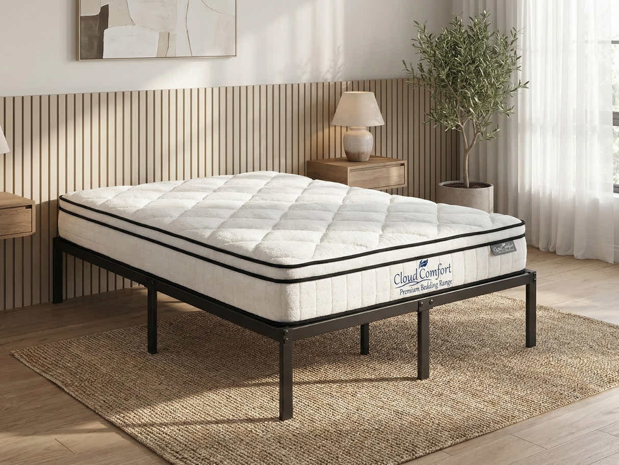 Xclusive Metal Platform Bed & Boucle22 Mattress - Double