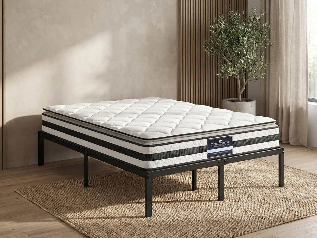 Xclusive Metal Platform Bed & Bon21 Mattress - Queen
