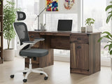 Executive Desk Dark Walnut & Molina Mesh Task Chair White+Grey (Combo)