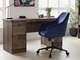 Executive Desk Dark Walnut & Lilac Office Chair Velvet Blue (Combo)