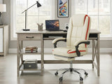 Writing Desk Rustic Oak & Siena Executive Office Chair PU Beige