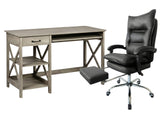 Writing Desk Rustic Oak & New Markus Office Chair with Footrest PU Black