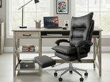 Writing Desk Rustic Oak & New Markus Office Chair with Footrest PU Black